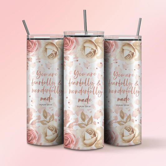 20 oz. Skinny Tumbler - Psalm 139.14 - Hint of Love Creations LLC